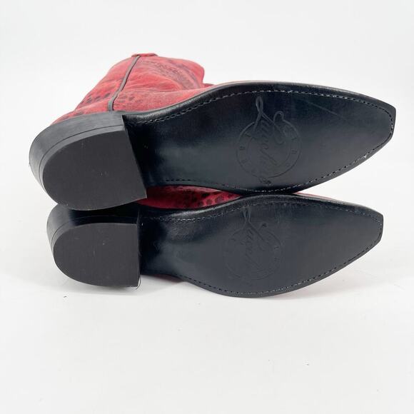 Lucchese Women’s 8 Pink Suede Cheetah Print Snip Toe Western Cowgirl Boots - Picture 12 of 12